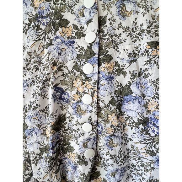 Womens  Vintage blouse button romantic chic floral short sleeve blue plus 16. - Picture 10 of 11